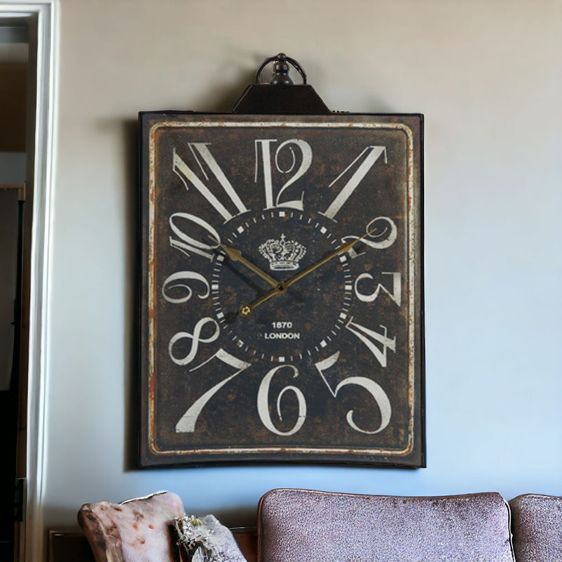 Vintage Style Black and White Iron Wall Clock-5