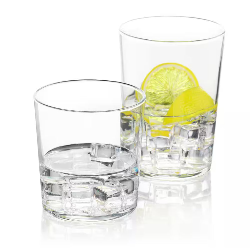 12-Piece Bowey Double Old Fashion and Highball Glassware Set - Puck's