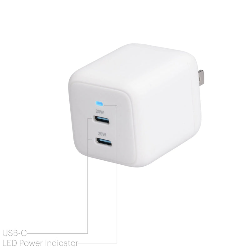 40W USB-C Dual Port Wall Charger with Power Delivery - Puck's