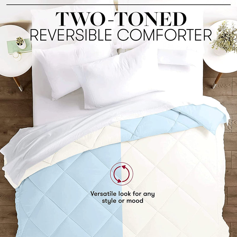 Beckham Hotel Collection Goose down Alternative Reversible Comforter - All Season - Premium Quality Luxury Hypoallergenic Comforter - Full/Queen - Grey/Black - Puck's