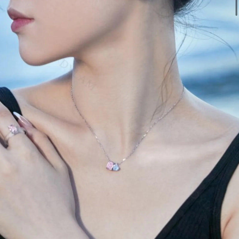 Double Stone Pendant Sterling Silver Necklace - Puck's