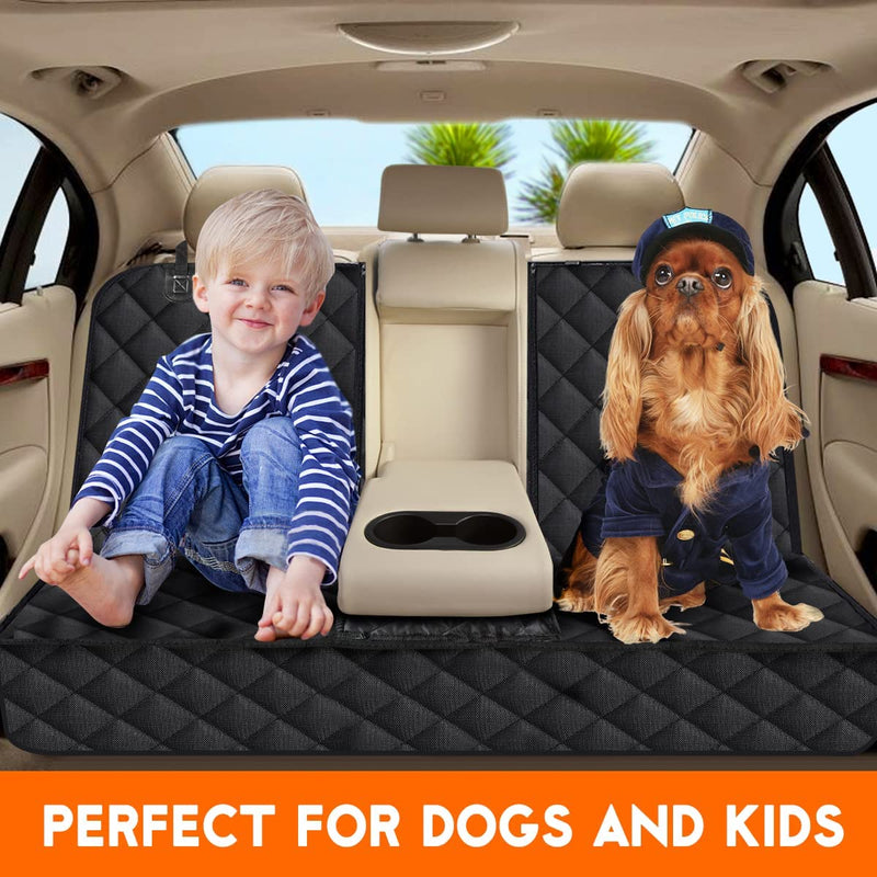 Dog Car Seat Cover, Back Seat Cover for Dogs Pet Car Seat Protector Waterproof Bench Car Seat Cover, Non-Slip Reat Seat Cover Fits Middle Armrest for Most Cars Trucks Suvs - Black - Puck's