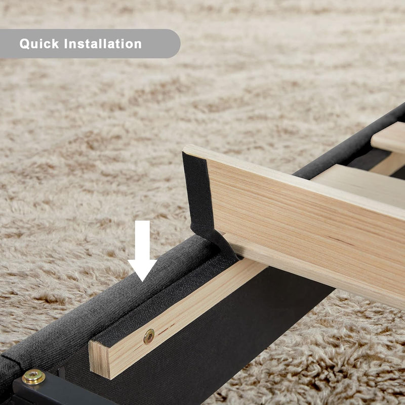 Queen Bed Frame, Upholstered Bed Frame with Adjustable Headboard, Button Tufted Platform Bed Frame / Mattress Foundation Noise Free / Wood Slat Support / No Box Spring Needed / Easy Assembly,Dark Grey - Puck's