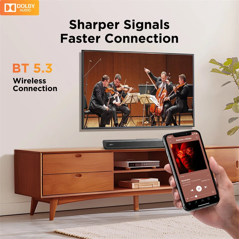 Hiwill D51W Dolby 5.1CH Soundbar Theater Sound Bar Surround Sound System 6 Drivers 3D Surround Sound Powerful Bass 3EQ Modes Wired Soundbar with 6.5'' Wireless Subwoofer - Puck's