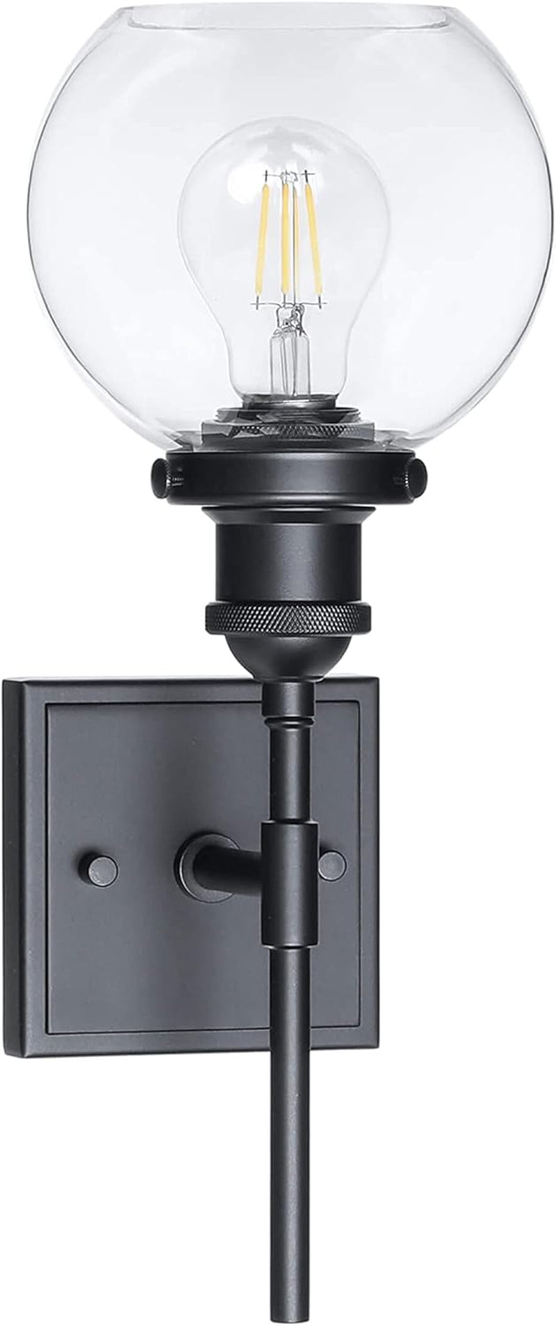 Black Wall Light, 1 Light Globe Bath Sconce Lighting Modern Wall Mounted Light for Kitchen & Bathroom XB-W1275-1-MB - Puck's