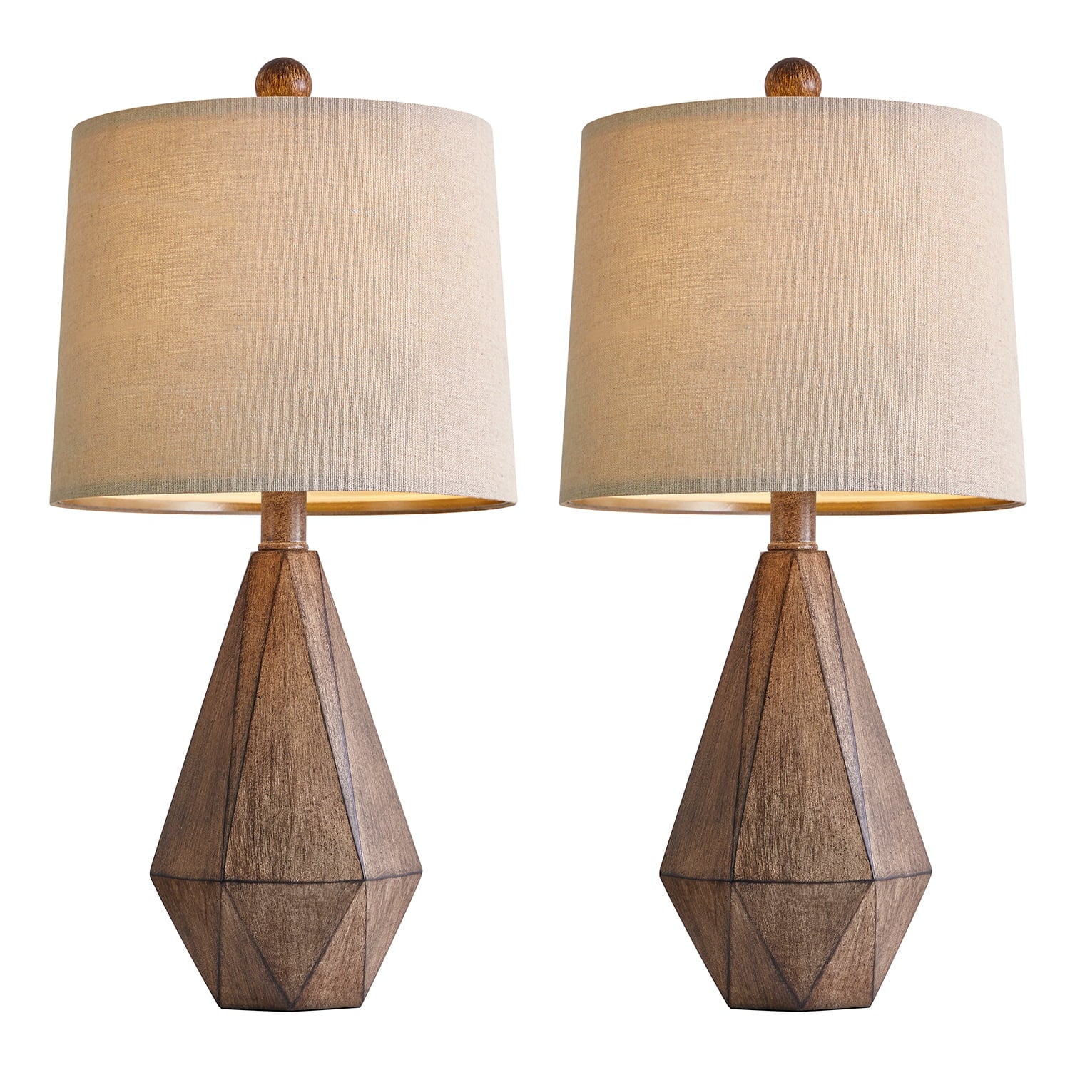 Rustic Retro Table Lamp Set of 2 for Bedroom Living Room 20.25" Farmhouse Nightstand Bedside Lamp Resin - Puck's