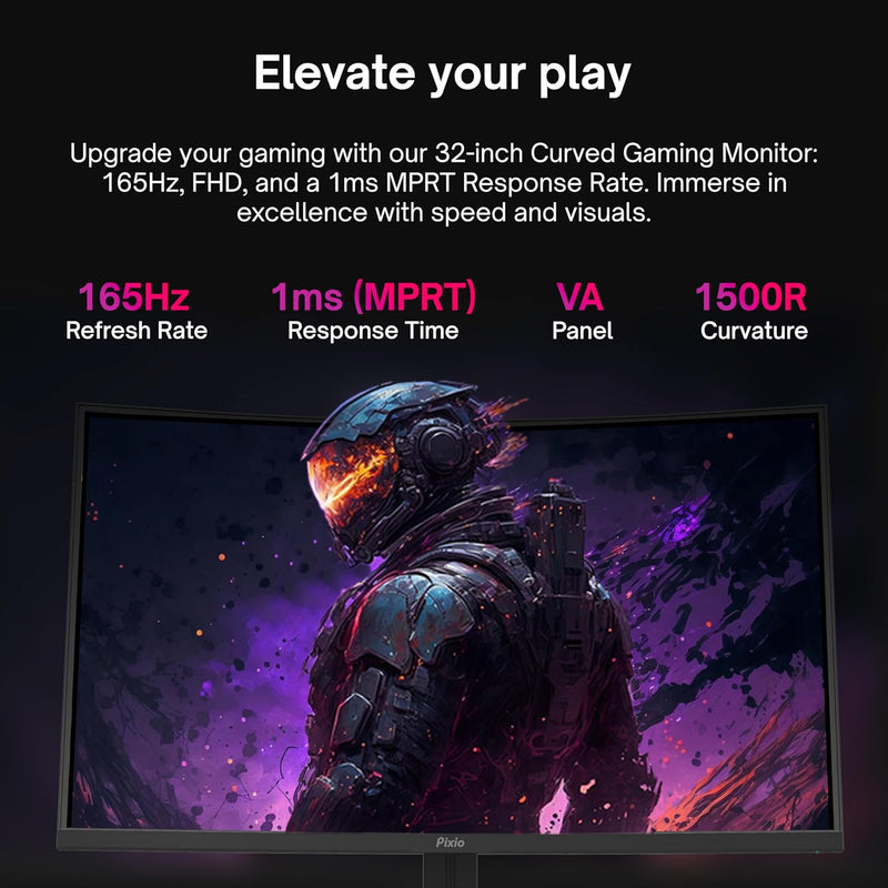 PXC325 32 Inch 165Hz Refresh Rate FHD 1080P Resolution 1500R Curve VA Panel 1Ms Response Time Adaptive Sync HDR Curved Gaming Monitor - Puck's