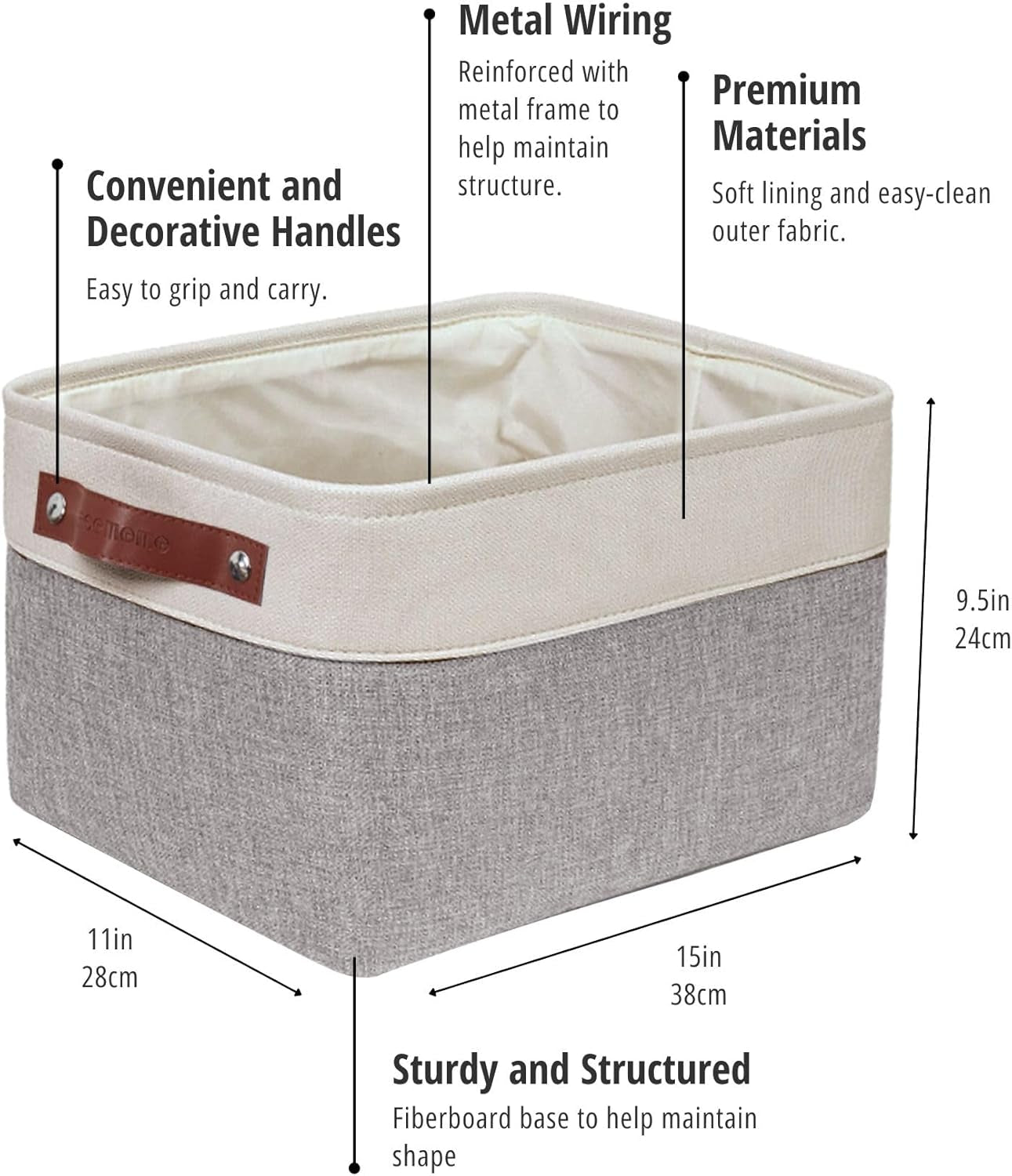 Storage Bins Fabric Storage Baskets for Shelves, Linen Closet Organization Toys Nursery (Grey and White, Large - 4 Pack) - Puck's