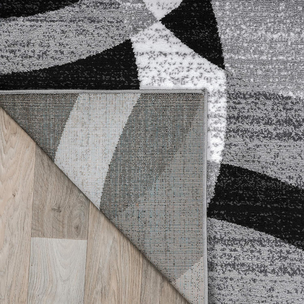 Contemporary Abstract Circles Perfect for High Traffic Areas of Your Living Room,Bedroom,Home Office,Kitchen Area Rug 6'6" X 9' Gray - Puck's