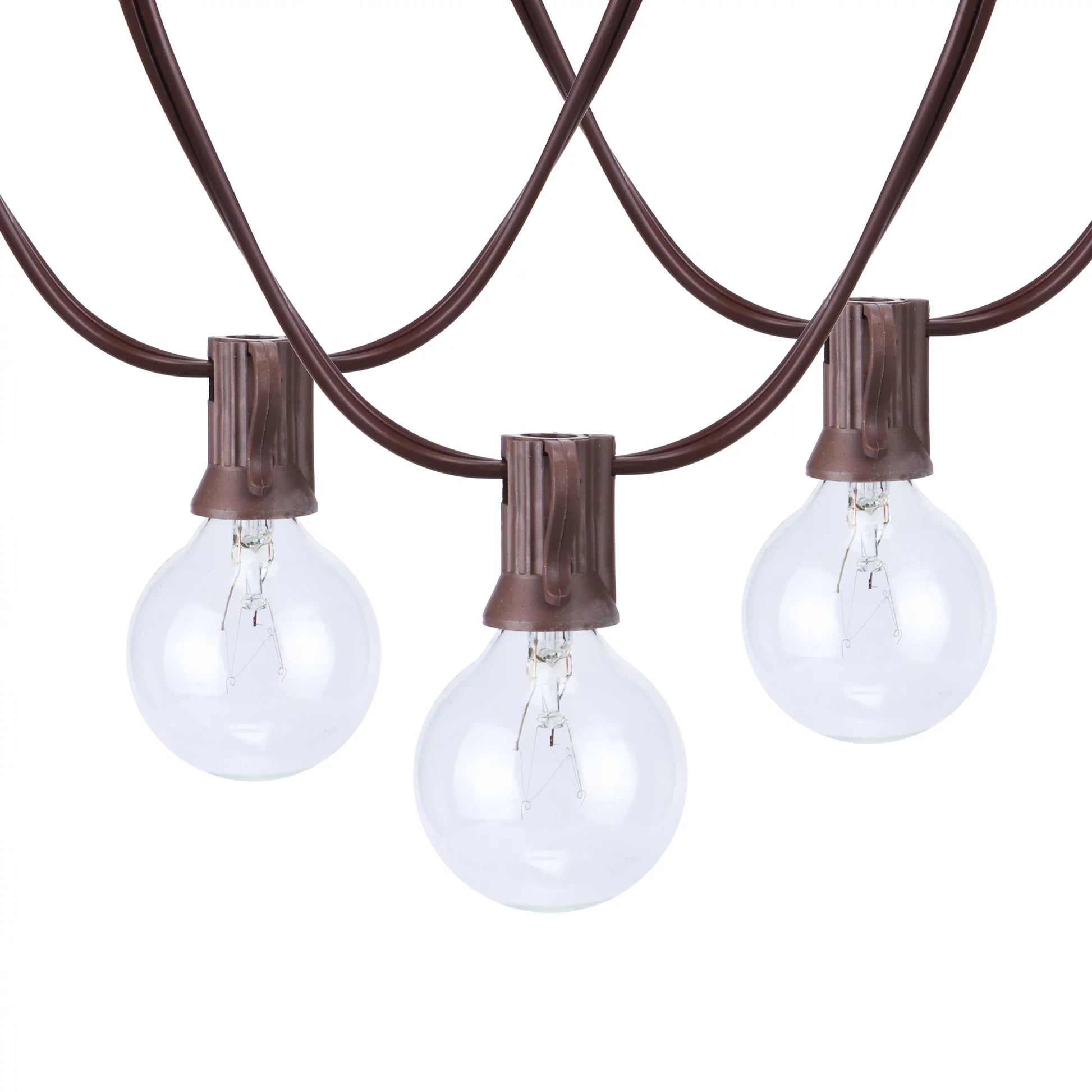(2 Pack)  20-Count Clear Glass Globe G40 Bulbs Outdoor String Lights - Puck's