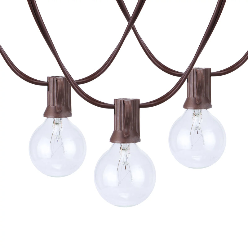 (2 Pack)  20-Count Clear Glass Globe G40 Bulbs Outdoor String Lights - Puck's