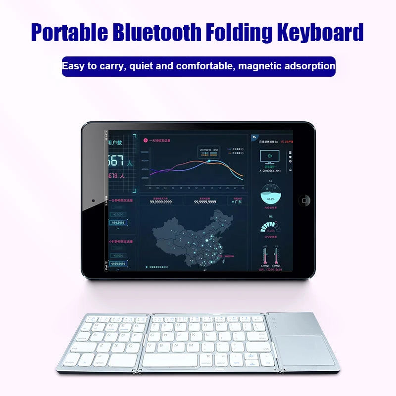 Wireless Folding Keyboard Bluetooth Keyboard with Touchpad for Windows, Android, Ios,Phone,Multi-Function Button Mini Keyboard - Puck's
