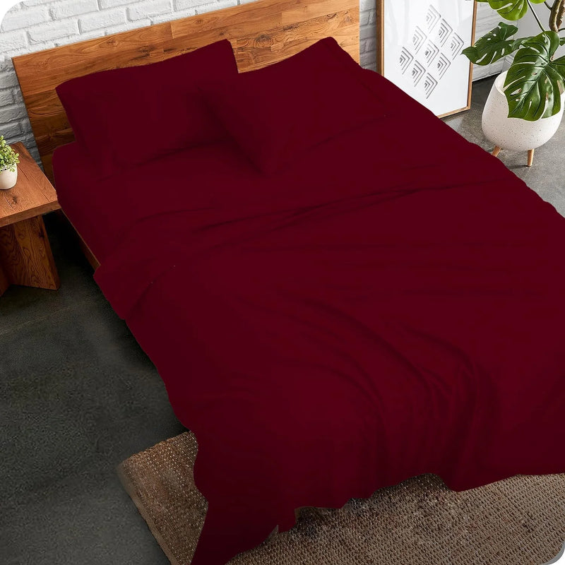 800 Thread Count 100% Egyptian Extra Long Staple Cotton Sheet Set, 4 Pc Set, Sateen Weave, Hotel Collection Soft Luxury Bedding, Fits Upto 15" Inch Deep Pocket (Burgundy Solid, Full Size) - Puck's