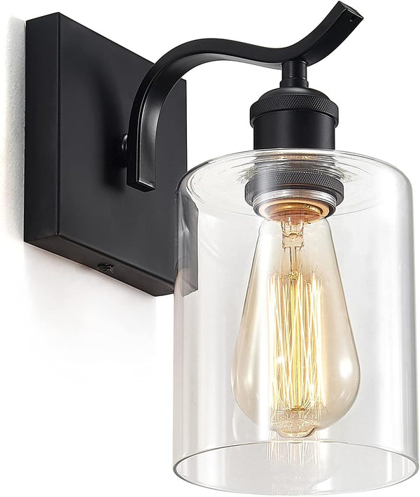 Wall Light Fixtures, Bathroom Vanity Light Fixtures, Metal Sconces Wall Lighting with Clear Glass, Farmhouse Sconce Wall for Bedroom Living Room Hallway - Puck's