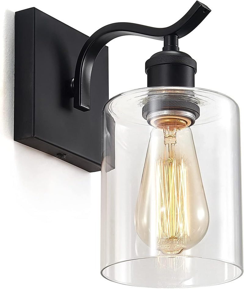 Wall Light Fixtures, Bathroom Vanity Light Fixtures, Metal Sconces Wall Lighting with Clear Glass, Farmhouse Sconce Wall for Bedroom Living Room Hallway - Puck's