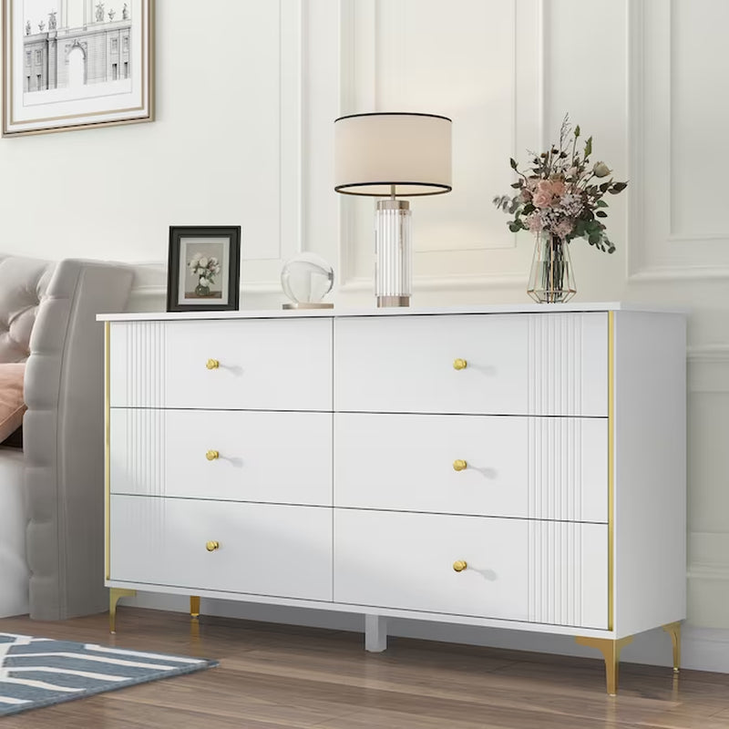 White 6-Drawer Standard Dresser - Puck's