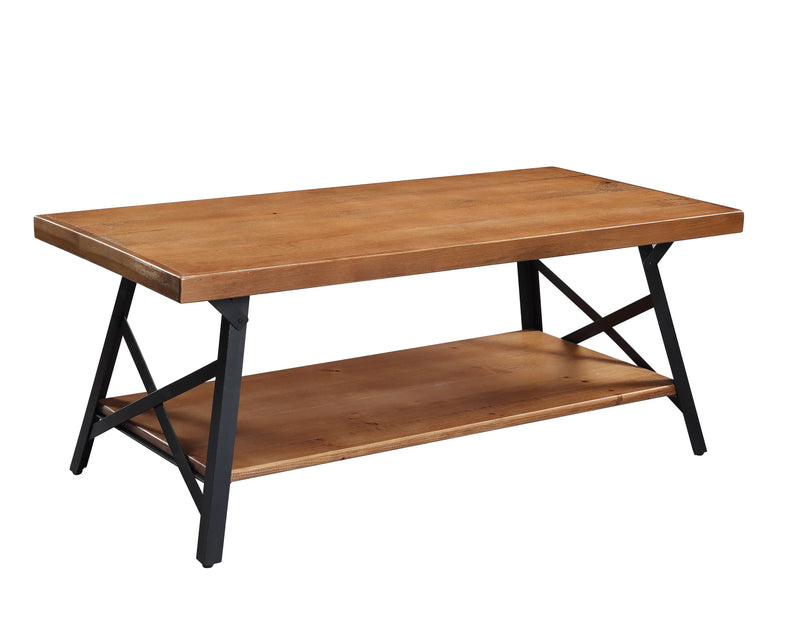 43'' Metal Legs Rustic Coffee Table Solid Wood Tabletop End Table Side Table US Warehouse - Puck's