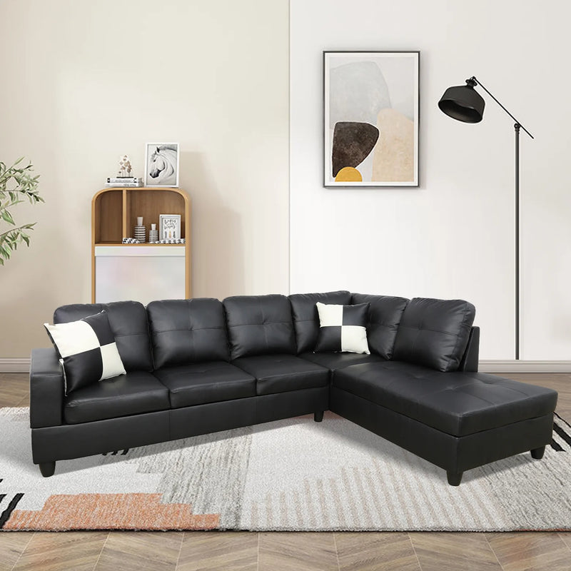 Slaapbank, L-vormige bank voor kleine woonkamer, zwart (zonder Ottoman) - Puck's
