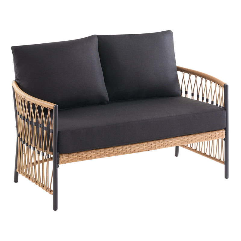 Lilah Outdoor Wicker Loveseat, Black - Puck's