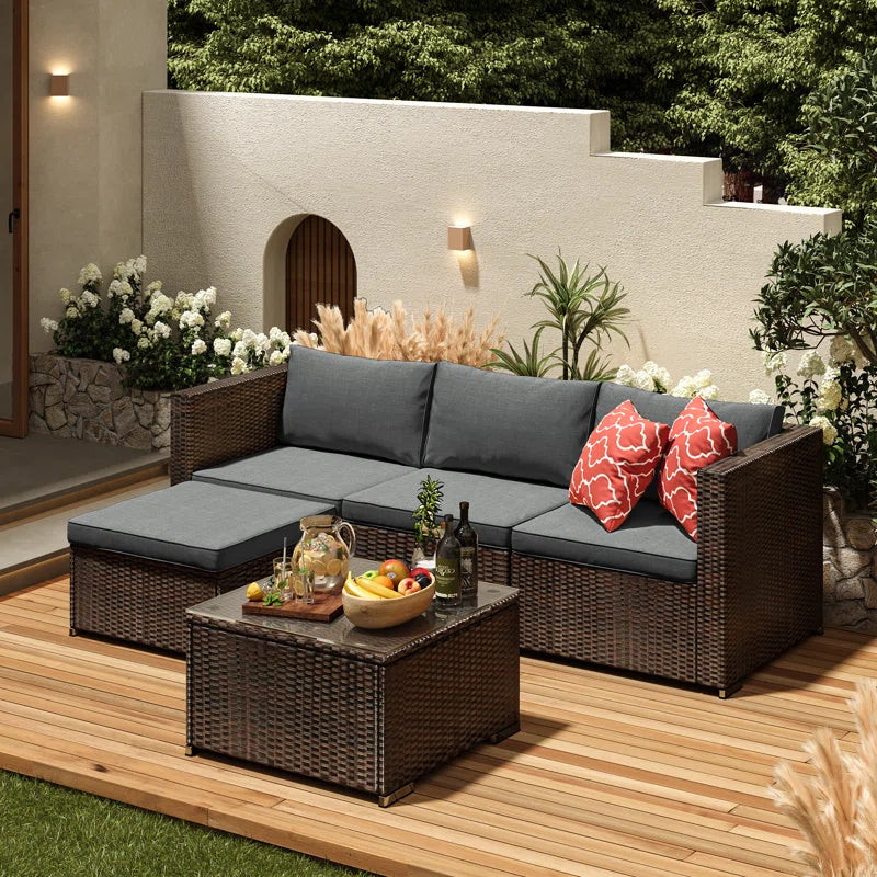 Dossena Wicker 3 - Person Modular Patio Conversation Sets with Cushions