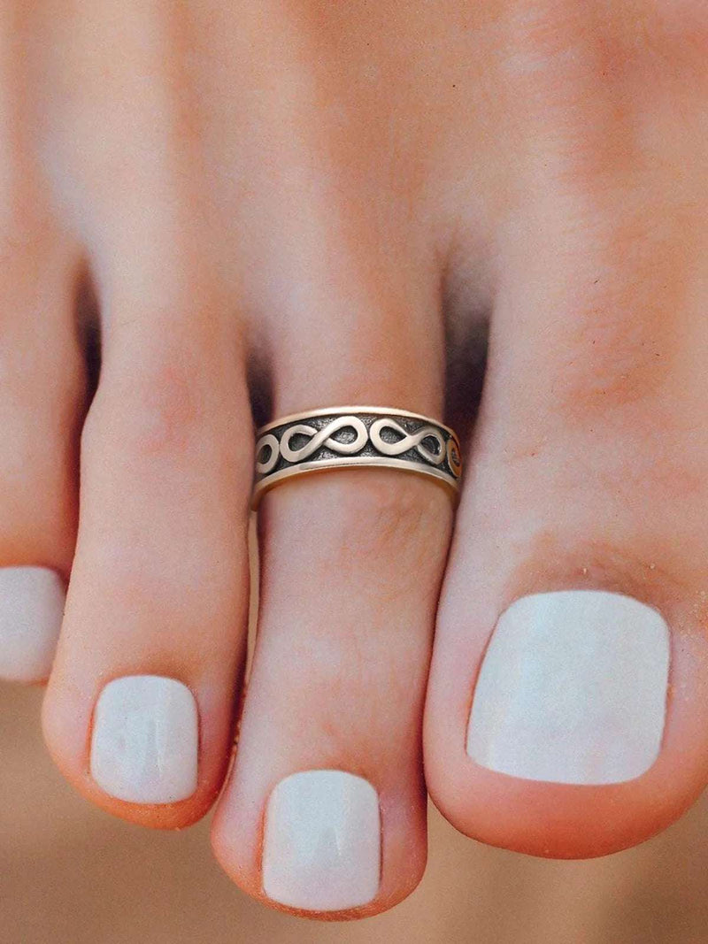 Infinity Toe Ring for Women 925 Sterling Silver Adjustable Open Toe Band Ring Hypoallergenic Beach Foot Jewelry Gift for Summer Holiday - Puck's