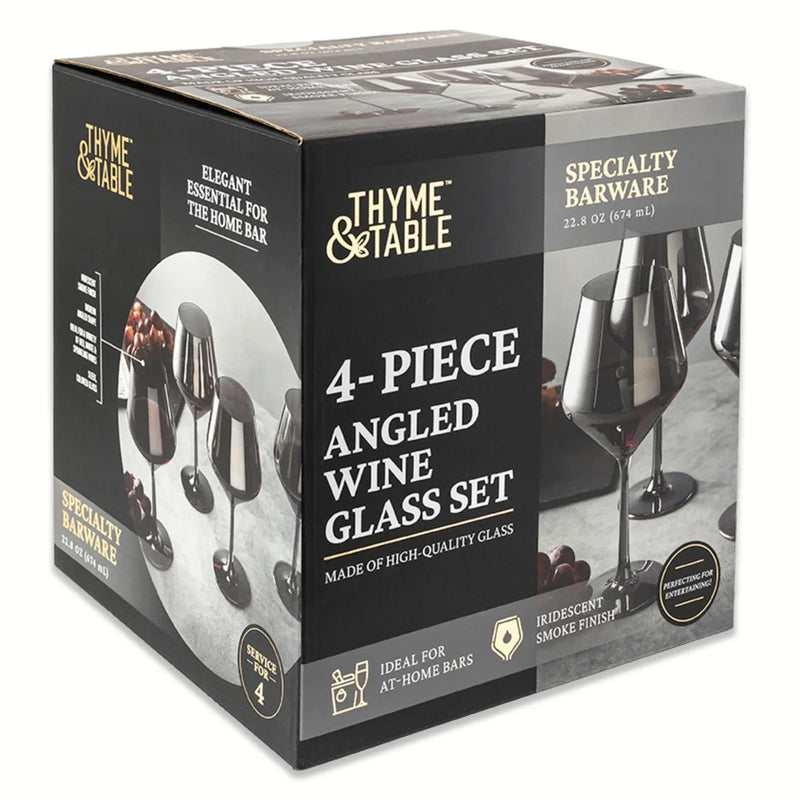 4-Pack Angled Wine Glass Set in Smoke Finish - Puck's