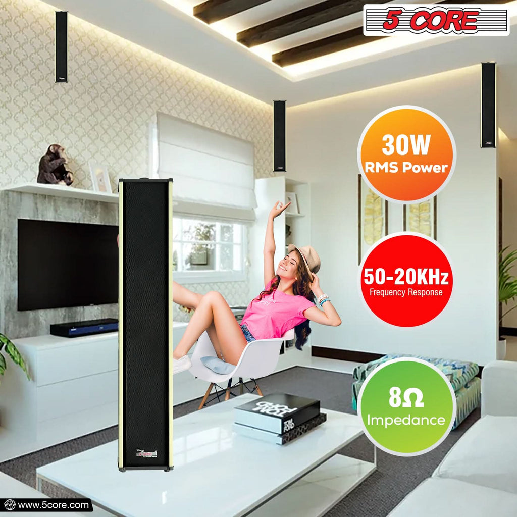 5Core Outdoor Speakers Stereo in Wall 300W Peak Passive Home Audio System - Puck's