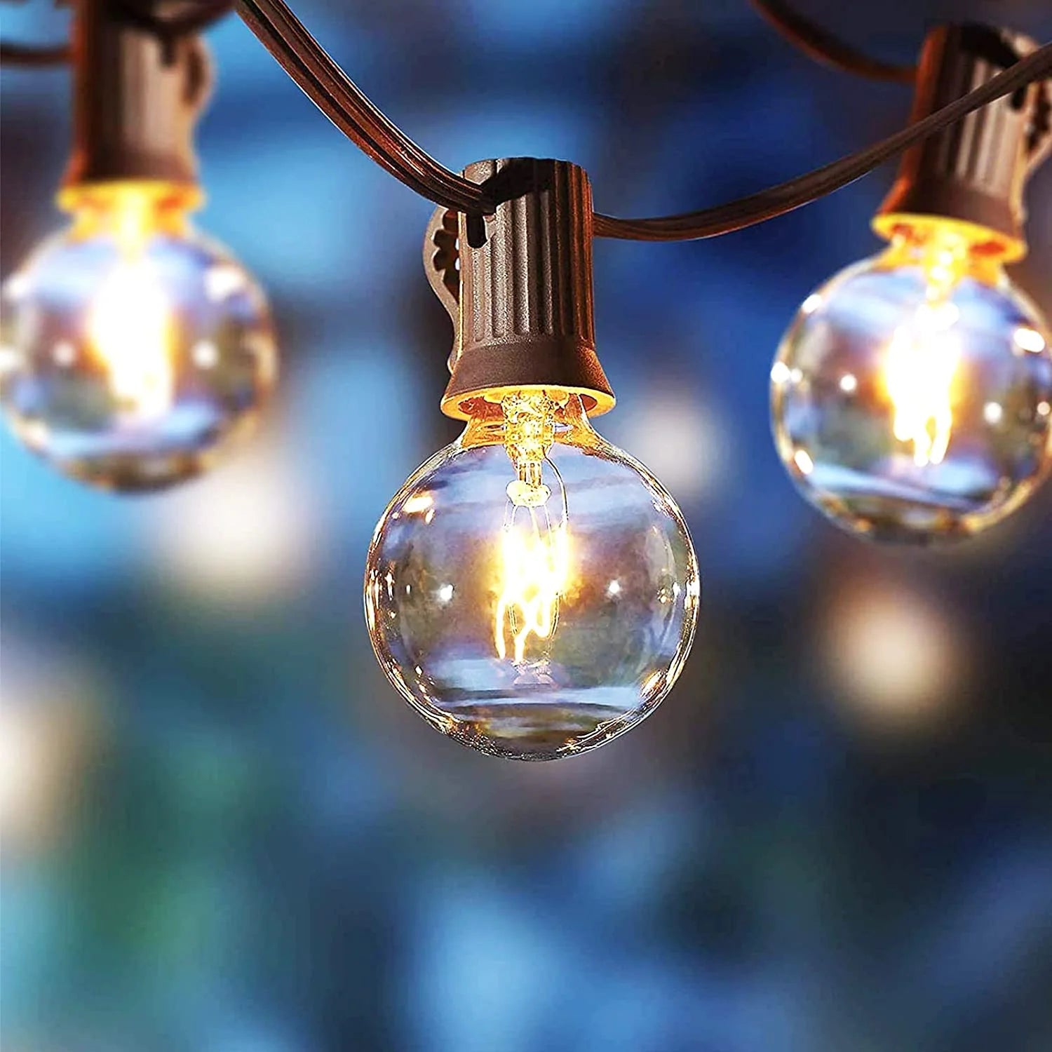(2 Pack)  20-Count Clear Glass Globe G40 Bulbs Outdoor String Lights - Puck's