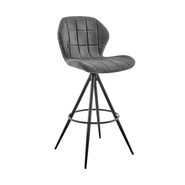 27" Charcoal And Black Iron Counter Height Bar Chair-0