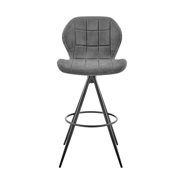 27" Charcoal And Black Iron Counter Height Bar Chair-1