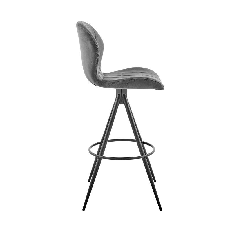 27" Charcoal And Black Iron Counter Height Bar Chair-2