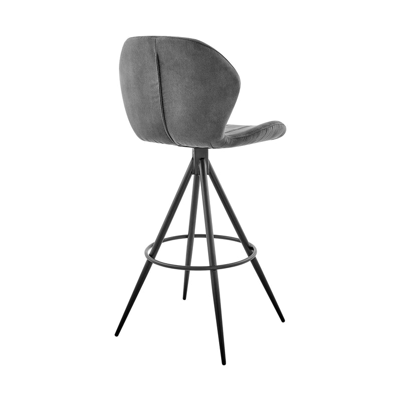27" Charcoal And Black Iron Counter Height Bar Chair-3