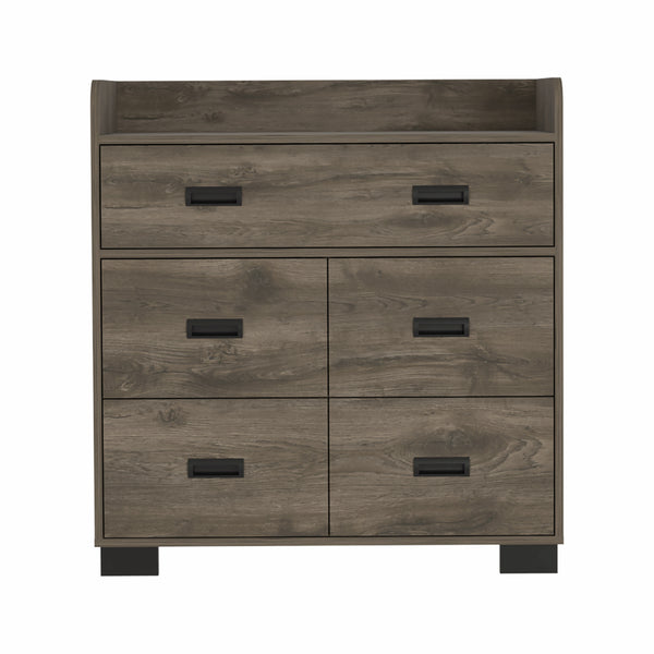 33" Dark Brown Manufactured Wood Five Drawer Dresser-0