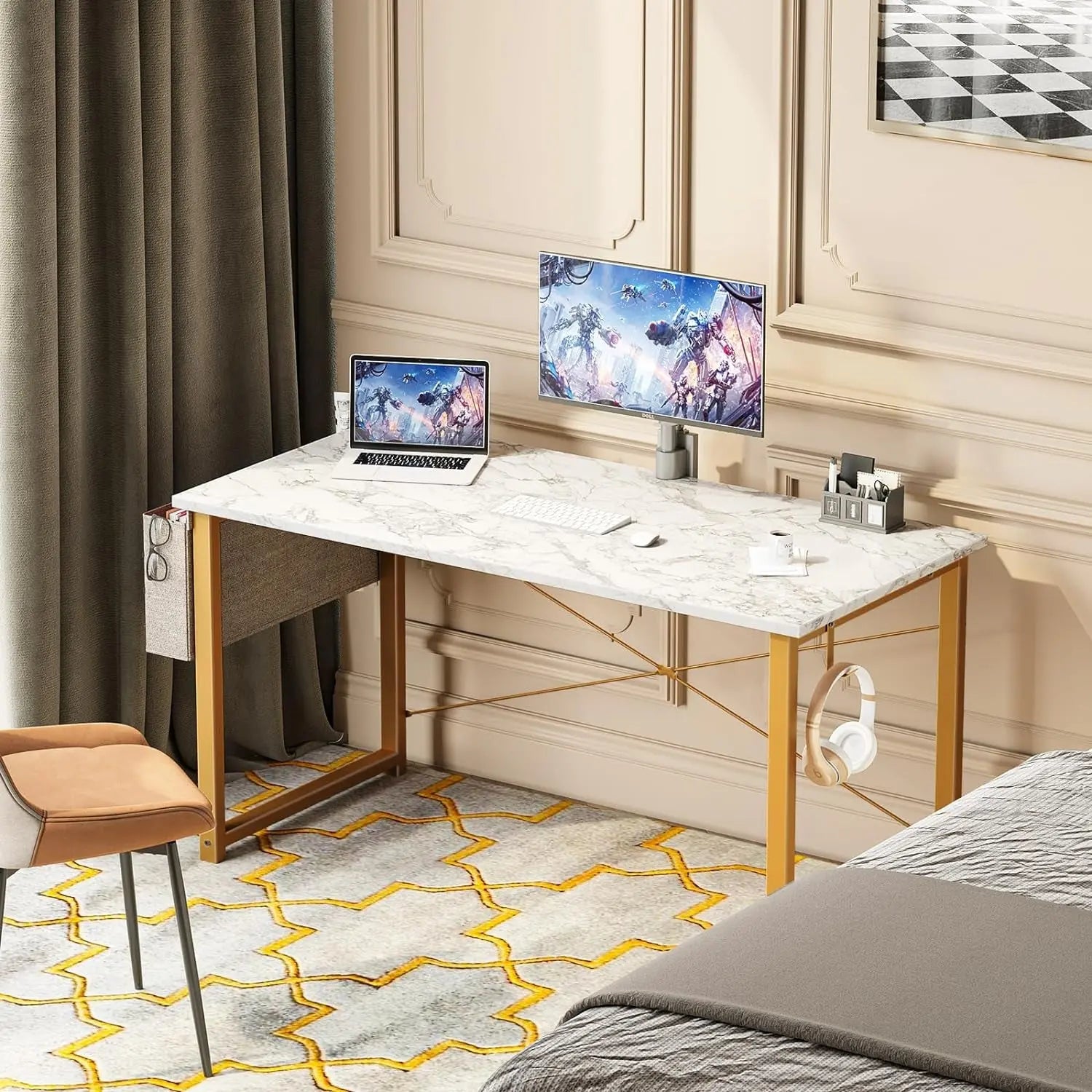 48 Inch Computer Desk, Writing Desk Home Office Desk PC Study Table, Work Desk W - Puck's