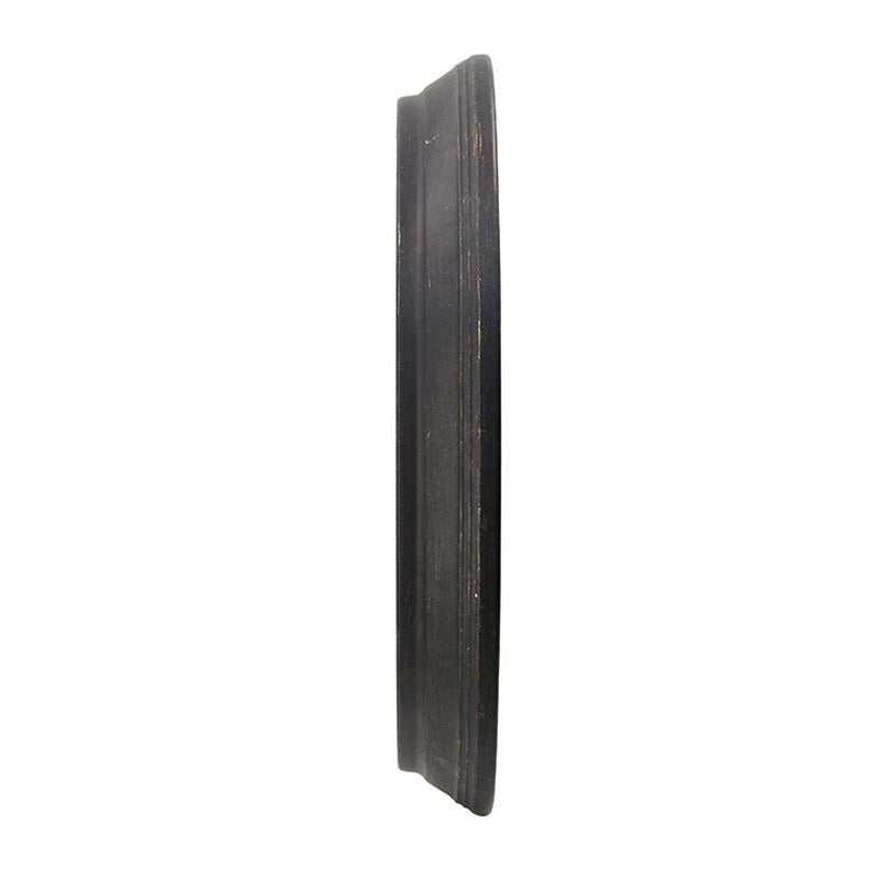 28" Circle Black and Gray Wood and Glass Analog Exposed Gear Wall Clock-3