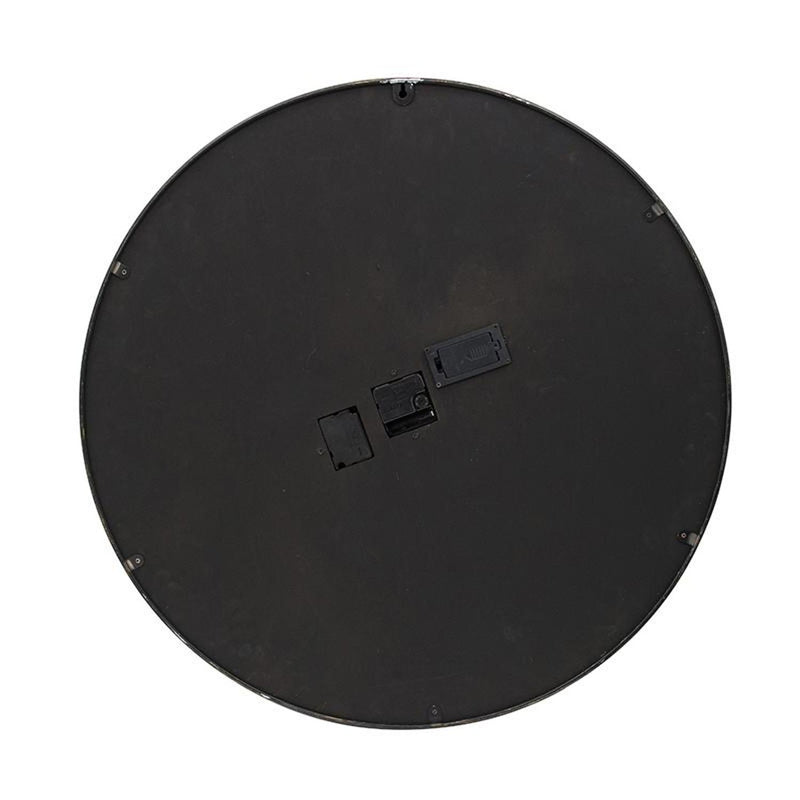 28" Circle Black and Gray Wood and Glass Analog Exposed Gear Wall Clock-1