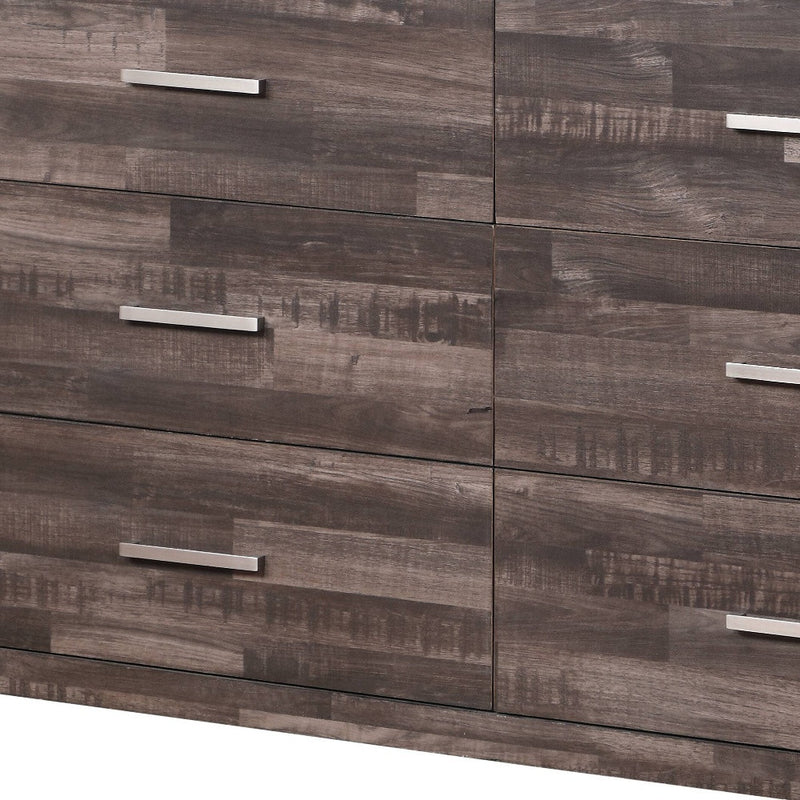 60" Dark Brown Solid and Manufactured Wood Six Drawer Double Dresser-3