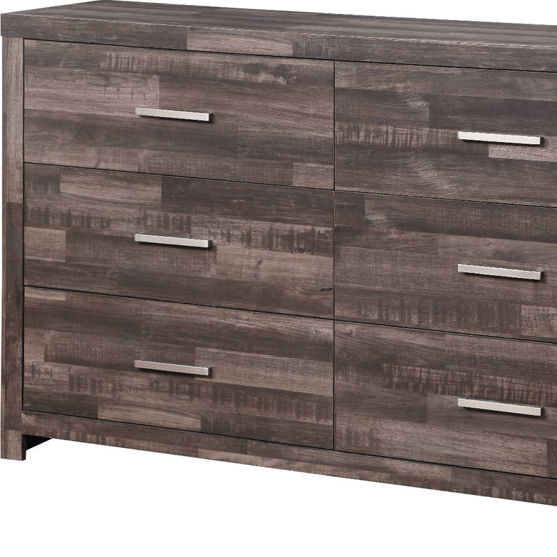 60" Dark Brown Solid and Manufactured Wood Six Drawer Double Dresser-4