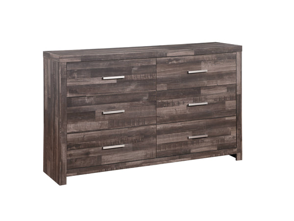 60" Dark Brown Solid and Manufactured Wood Six Drawer Double Dresser-1