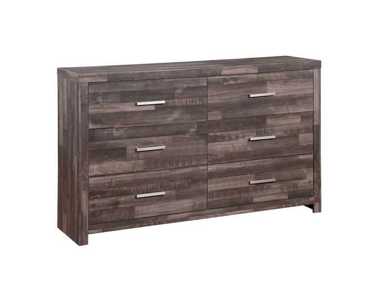 60" Dark Brown Solid and Manufactured Wood Six Drawer Double Dresser-1