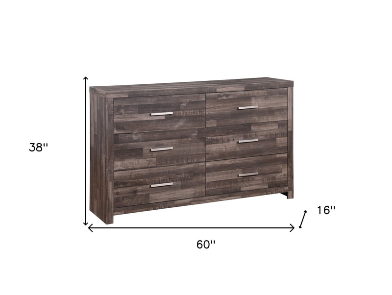 60" Dark Brown Solid and Manufactured Wood Six Drawer Double Dresser-5