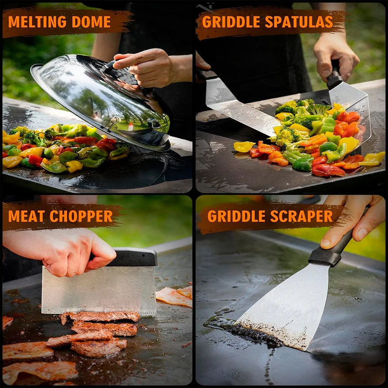 Griddle Accessories Kit, Exclusive Griddle Tools Spatulas Set for Blackstone and Camp Chef-15Pcs Flat Top Grill Accessories-Stainless Steel Grill Spatula Kit for Outdoor BBQ - Puck's