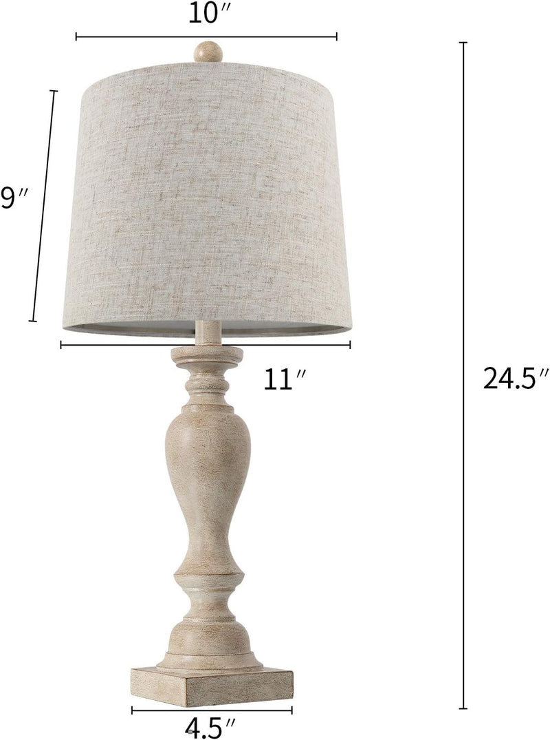 24.5" Table Lamp Set of 2 for Bedroom Table Desk Lamps for Living Room Kids Room Study Room Office Rustic Table Lamps Resin - Puck's