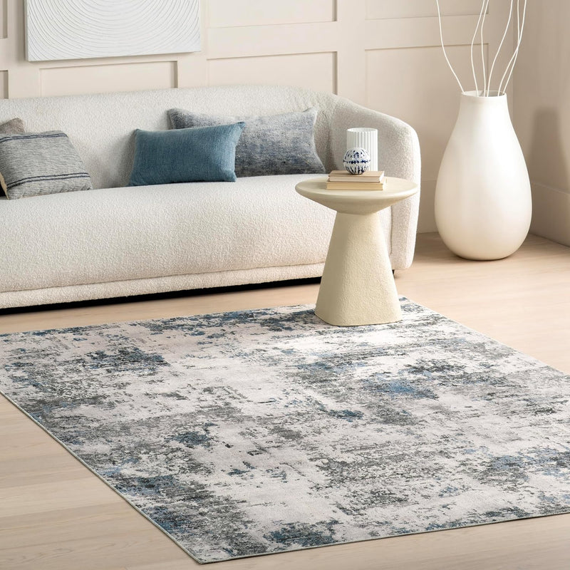 8' X 10' Spinclean Machine Washable Stain-Resistant Area Rug with Non Slip Backing, Low Profile for Living Room, Bedroom, and Dining Room, Dali Grey - Puck's