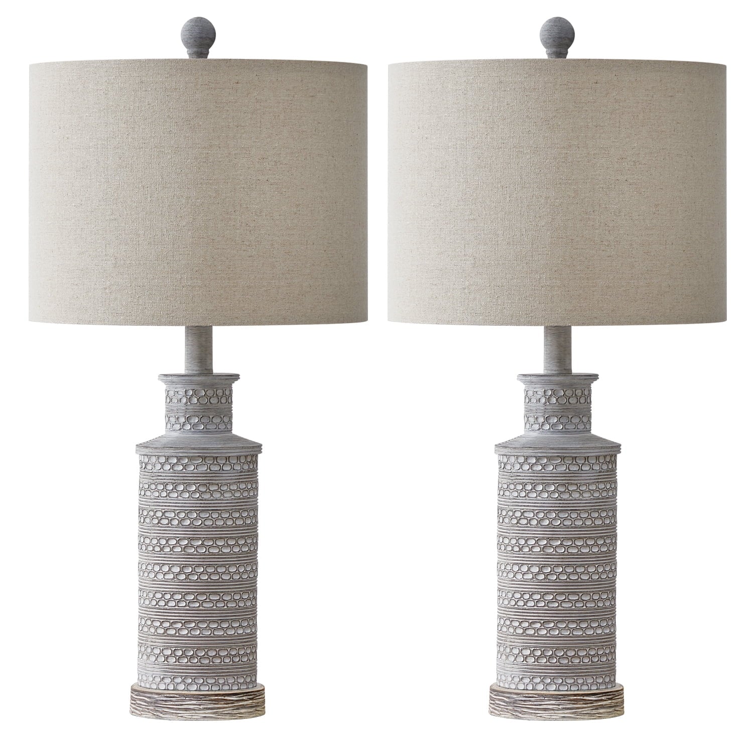 Farmhouse Table Lamps Set of 2 for Living Room Bedroom 24.5" Retro Nightstands Bedside Lamp Sets Resin - Puck's