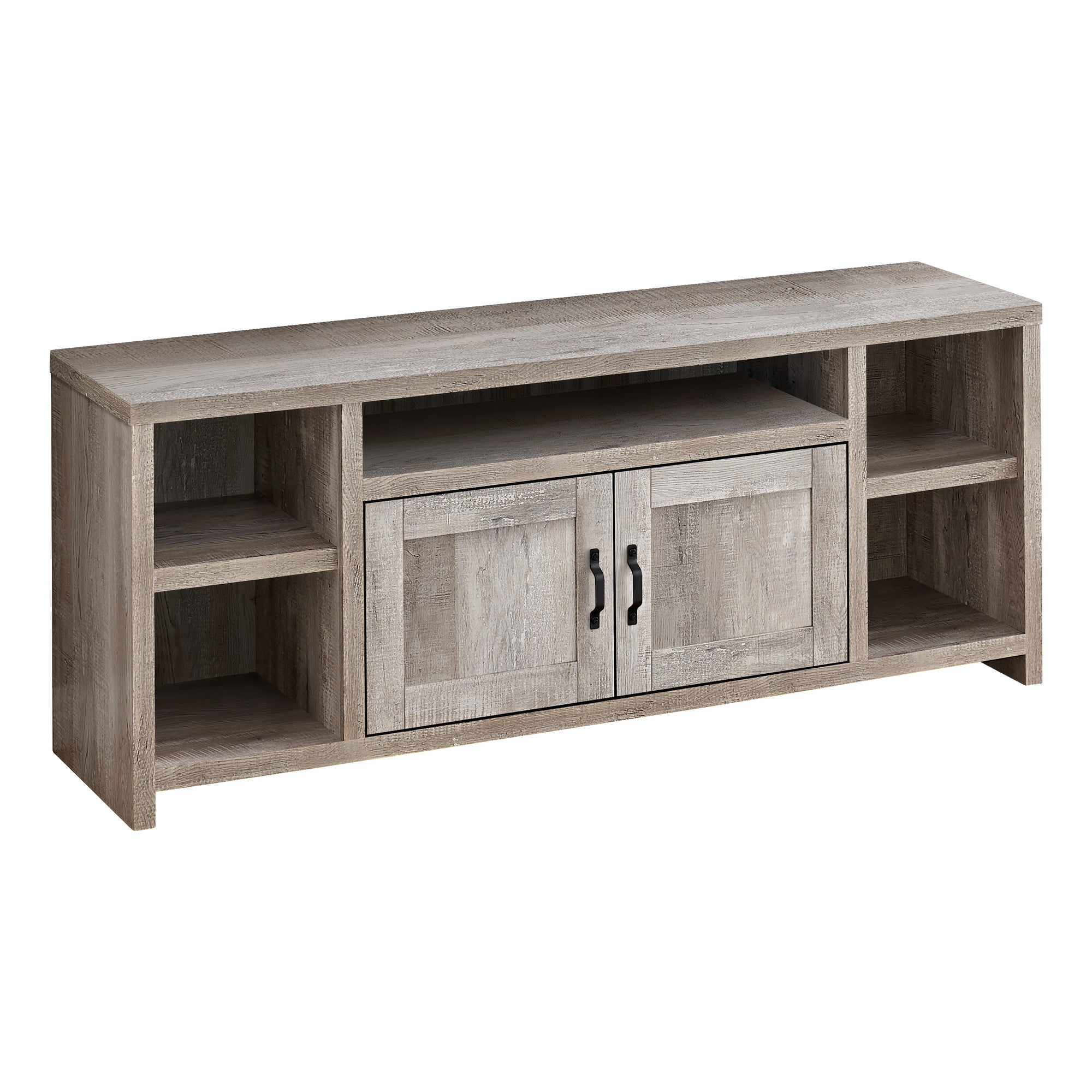 59" Taupe Distressed Wood Enclosed and Open Storage TV Stand-1