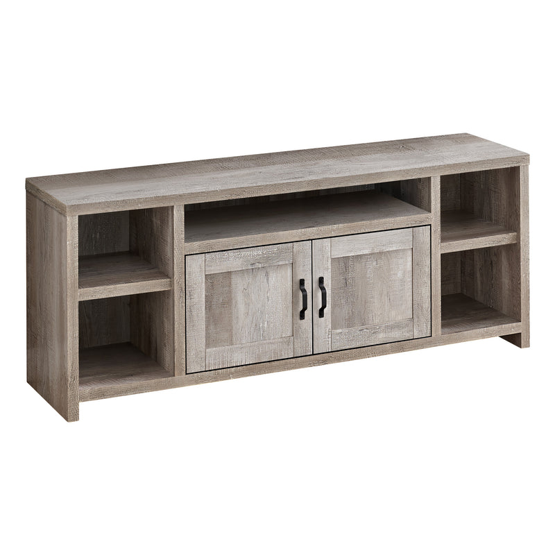 59" Taupe Distressed Wood Enclosed and Open Storage TV Stand-1