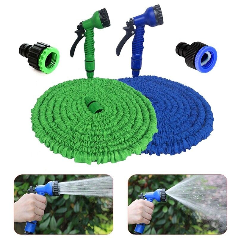 Expanding Expandable Flexible Garden Water Hose W Spray Nozzle 25, 50, 75, 100FT - Puck's