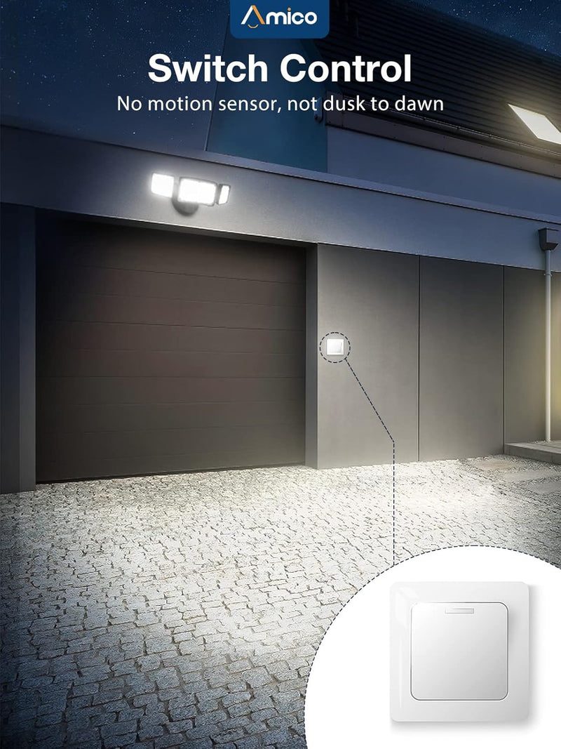 LED Flood Lights Outdoor 3500LM Security Light, 30W Bright Outdoor Lights 2 Pack, 5000K Daylight White, IP65 Waterproof 3 Adjustable Heads for Garage, Backyard, Patio, Garden, Porch&Stair(Black) - Puck's