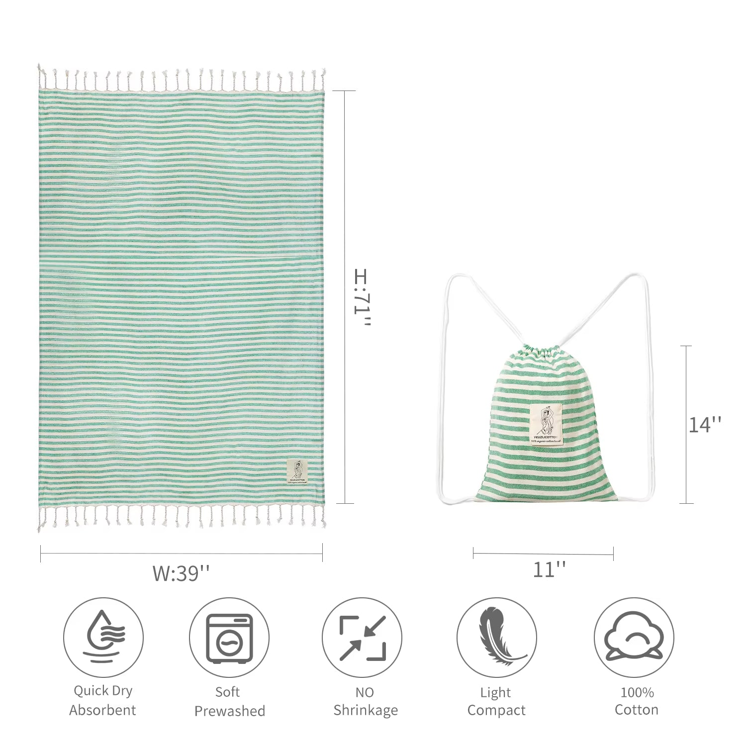 YEUZLICOTTON Hot Sale Luxury Striped Tassel 100% Cotton Sauna Spa Bath Towel for Home 100*180CM Travel Turkish Large Beach Towel - Puck's